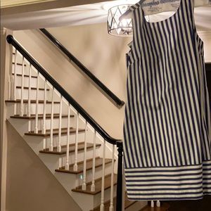 Navy and white striped dress